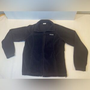 Columbia Fleece Jacket Womens Large Black Full Zip Pockets Outdoor Hiking